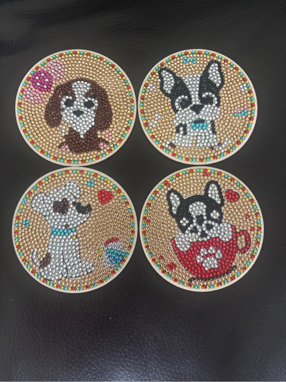 Hand Crafted Dog Wood Coaster Set of 4 (sealed)